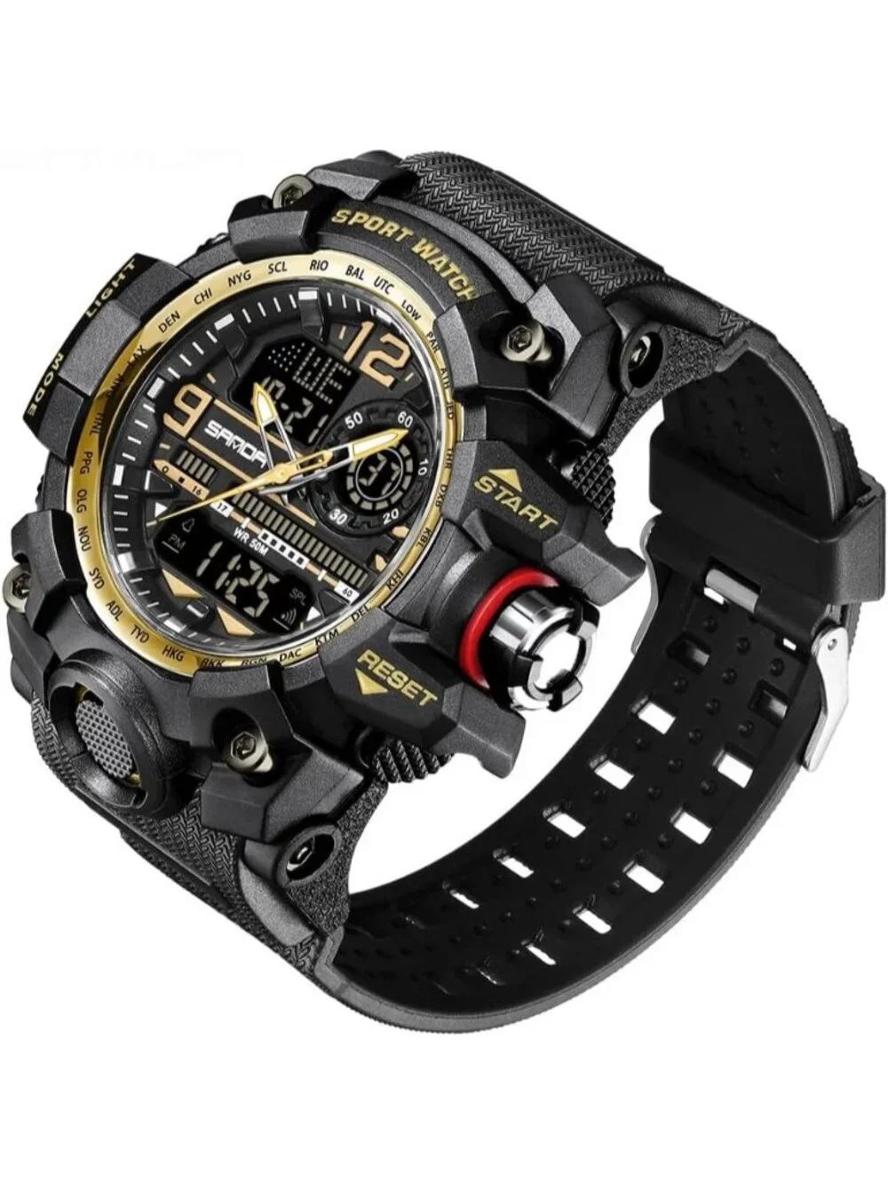 Men's Black Gold Analog Quartz Sports Waterproof Military Tactical Digital Watch